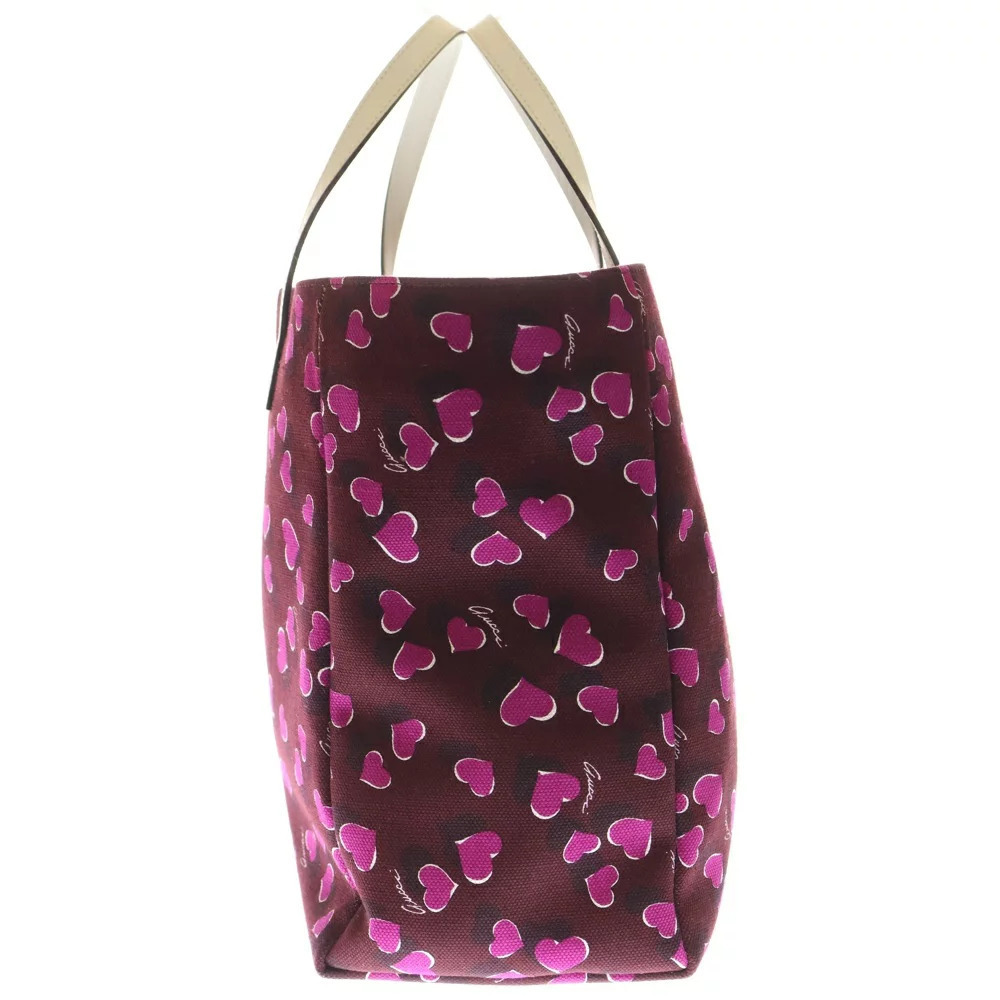 GUCCI heart tote bag handbag purple brown canvas leather - Picture 3 of 6